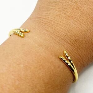 Michelle Campbell Gold Talon Open Bangle Cuff with Rhinestones